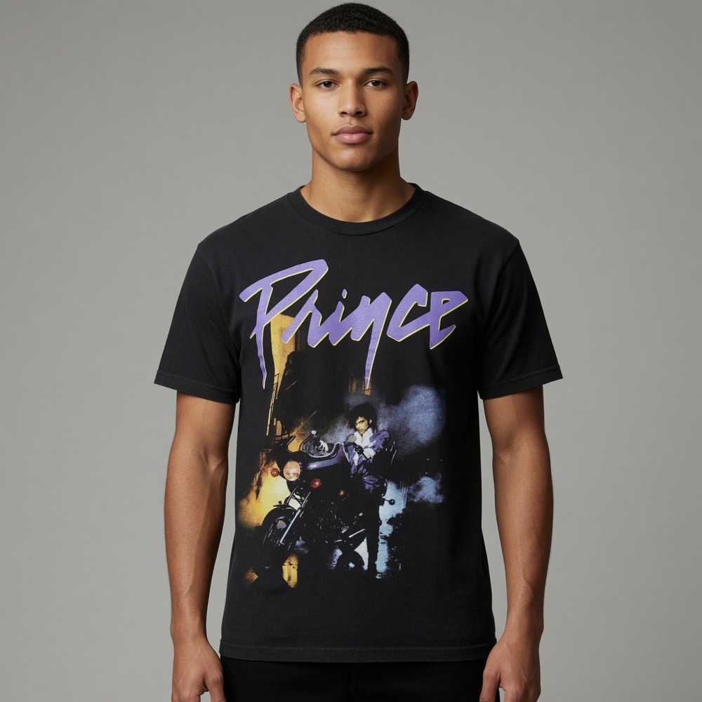 Prince T-Shirt Mens S Black Graphic 100% Cotton Purple Rain Music Tee